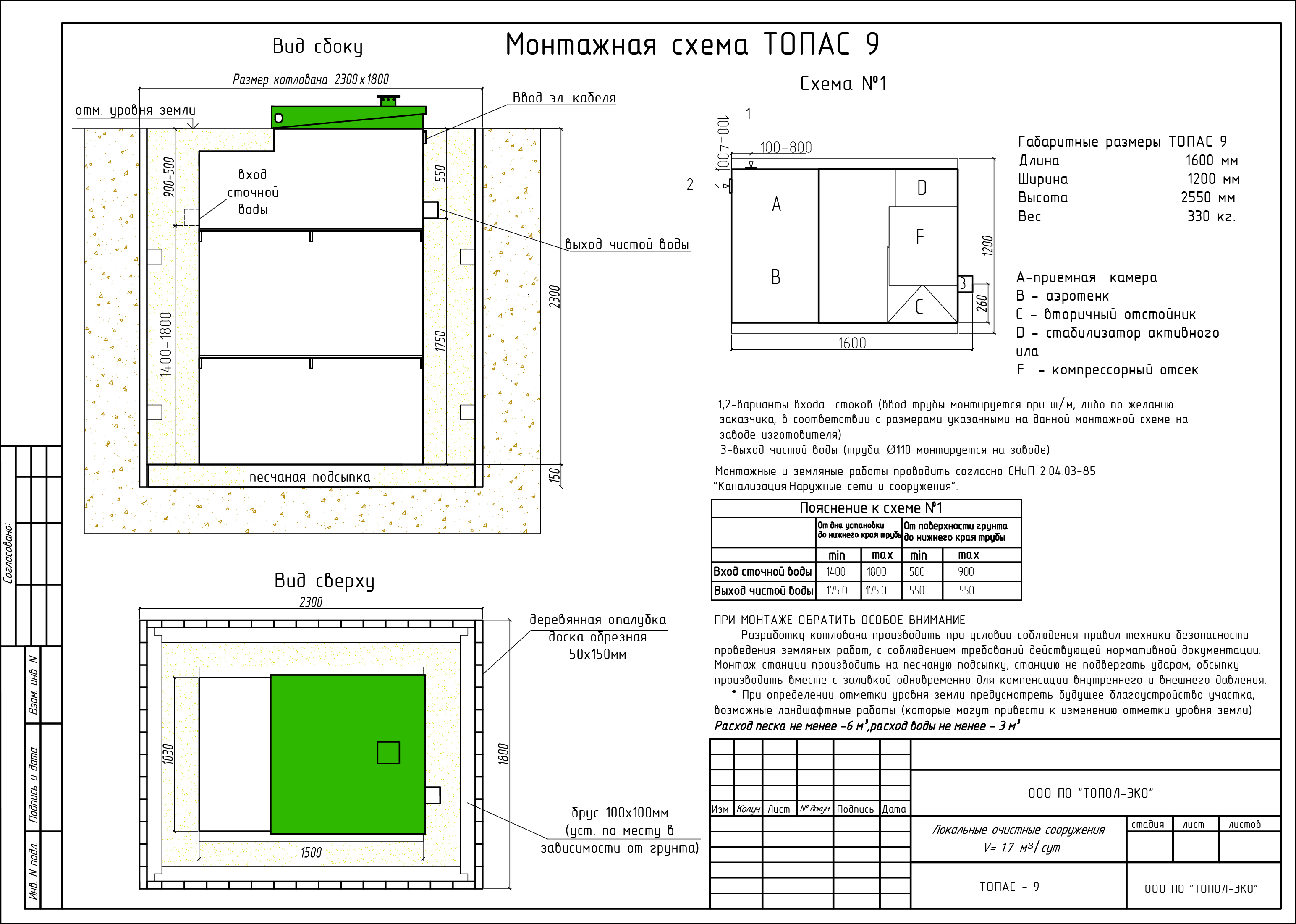 Схема монтажа Топас-9